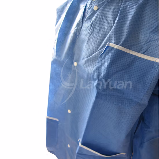 Food Industry Disposable Non-Woven Spp Jacket Visitor Coat Lab Coat