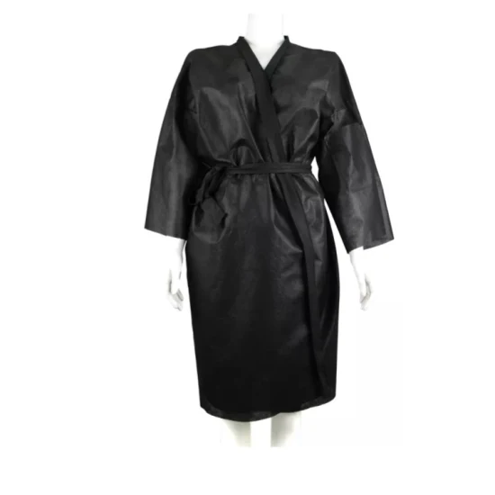 Kimono non tessuto, camice SPA usa e getta, camice da parrucchiere, accappatoio bianco nero, vestaglia kimono in PP, mantello usa e getta